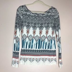Cato boho tribal long sleeve top XS